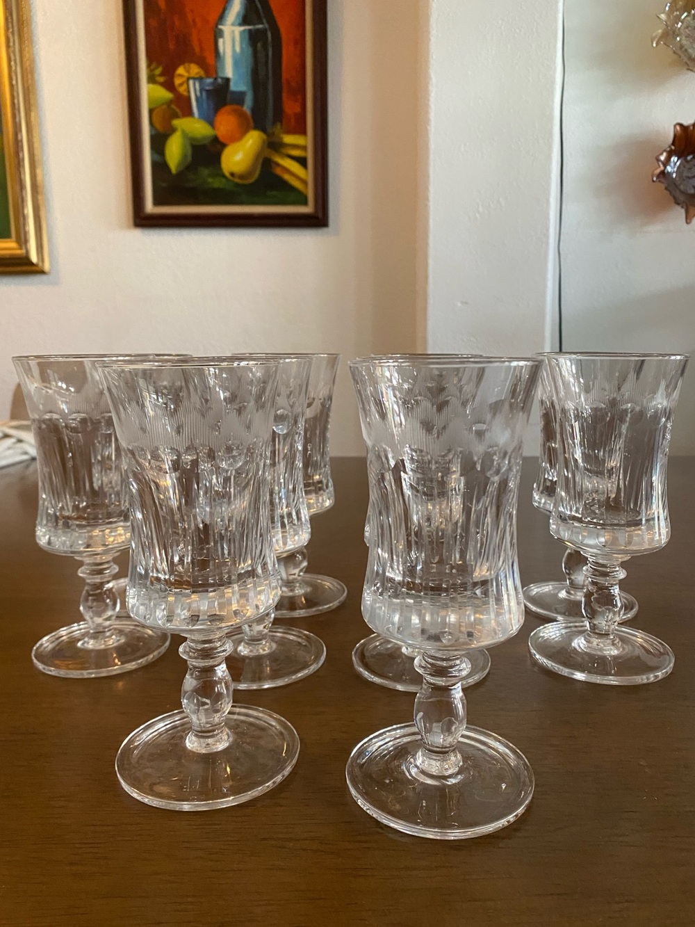 Vintage Cut Goblet Glasses - Clear Stemware  from Italy